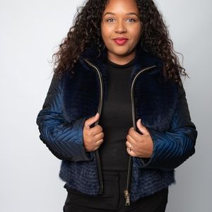 Blue Mink Corded Jacket w/ Taffeta Sleeves